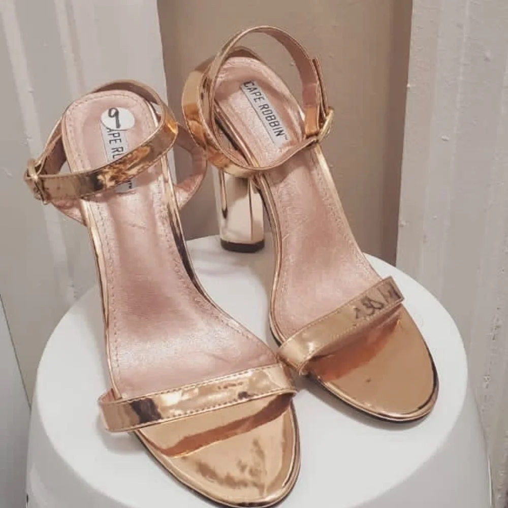 Women RoseGold Chunky Sandal Heels 🌴